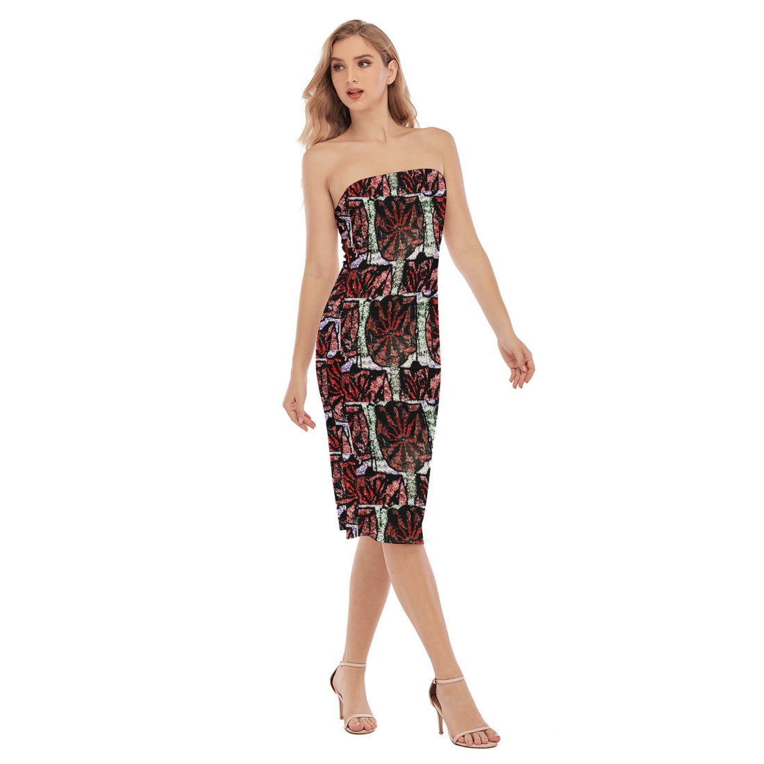 All-Over Print Women's Side Split Tube Top Dress