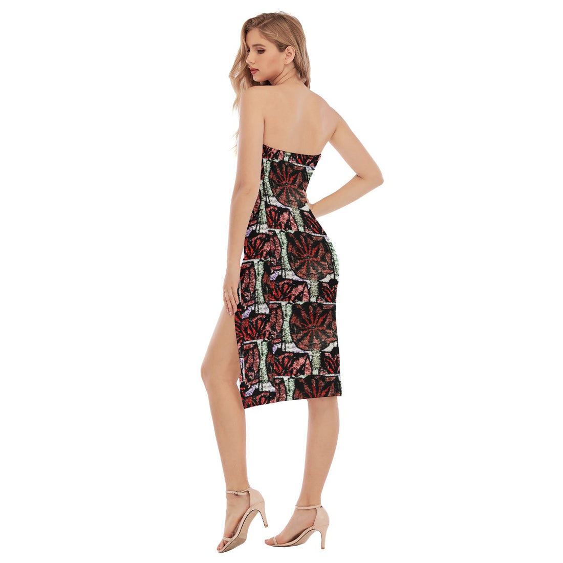 All-Over Print Women's Side Split Tube Top Dress