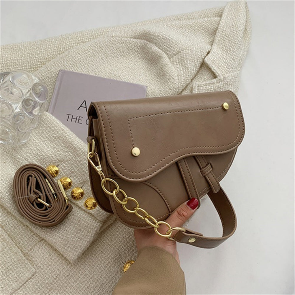 Saddle Bag Pure Color Personality Simple Western Style Trendy  Lady