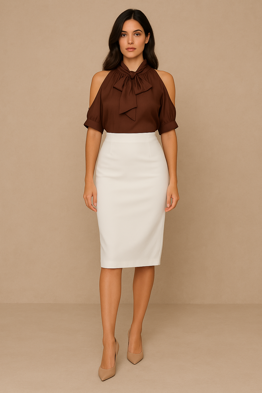 Shoulder Cut-Out 3/4 Sleeve Blouse