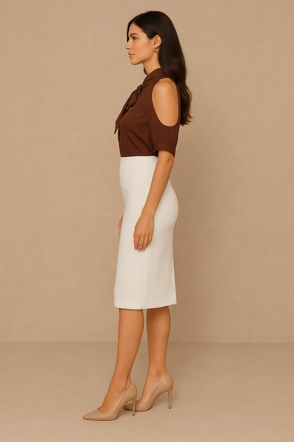 Shoulder Cut-Out 3/4 Sleeve Blouse