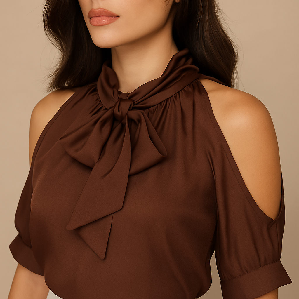 Shoulder Cut-Out 3/4 Sleeve Blouse