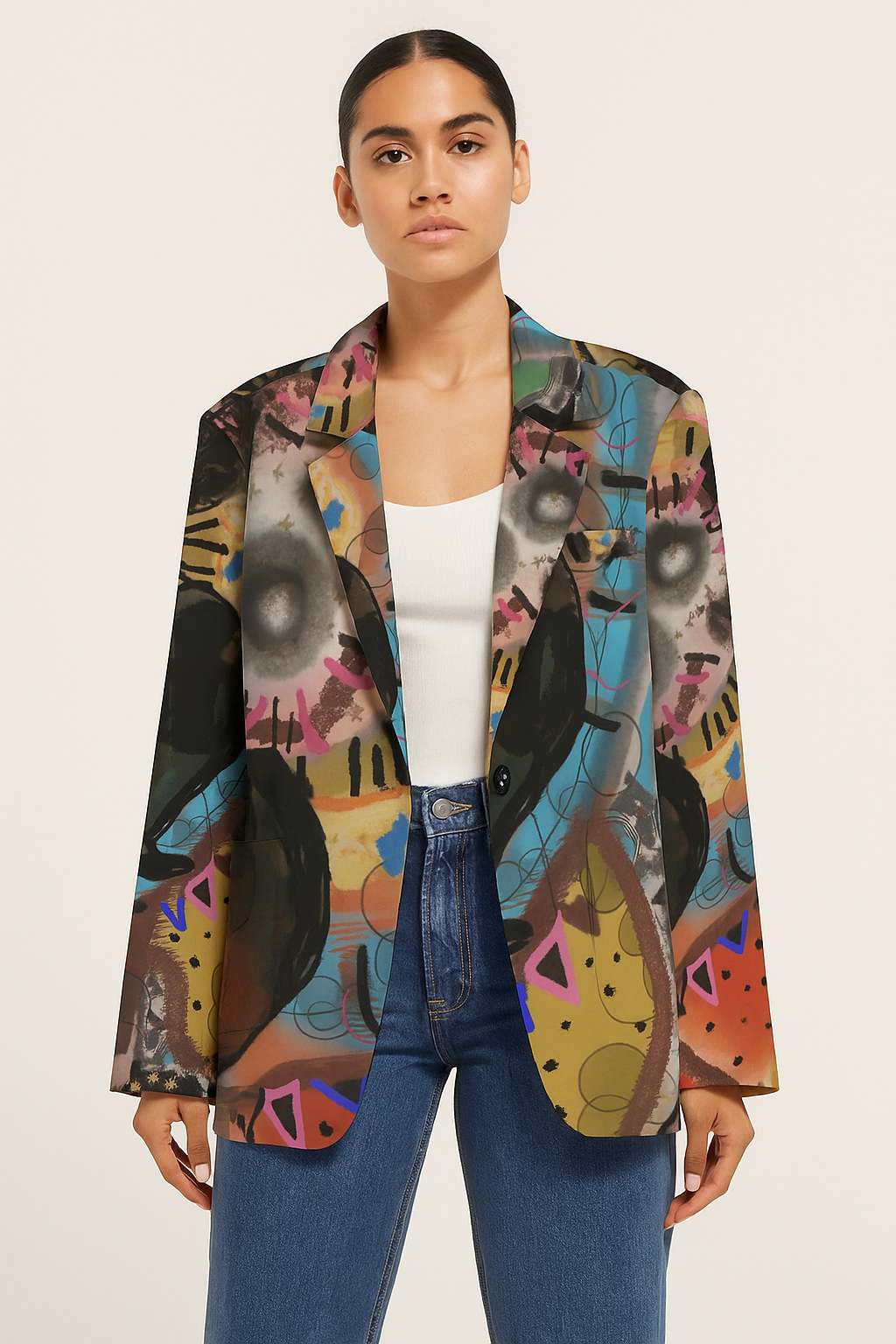 All-Over Print Women's Cotton Leisure Blazer