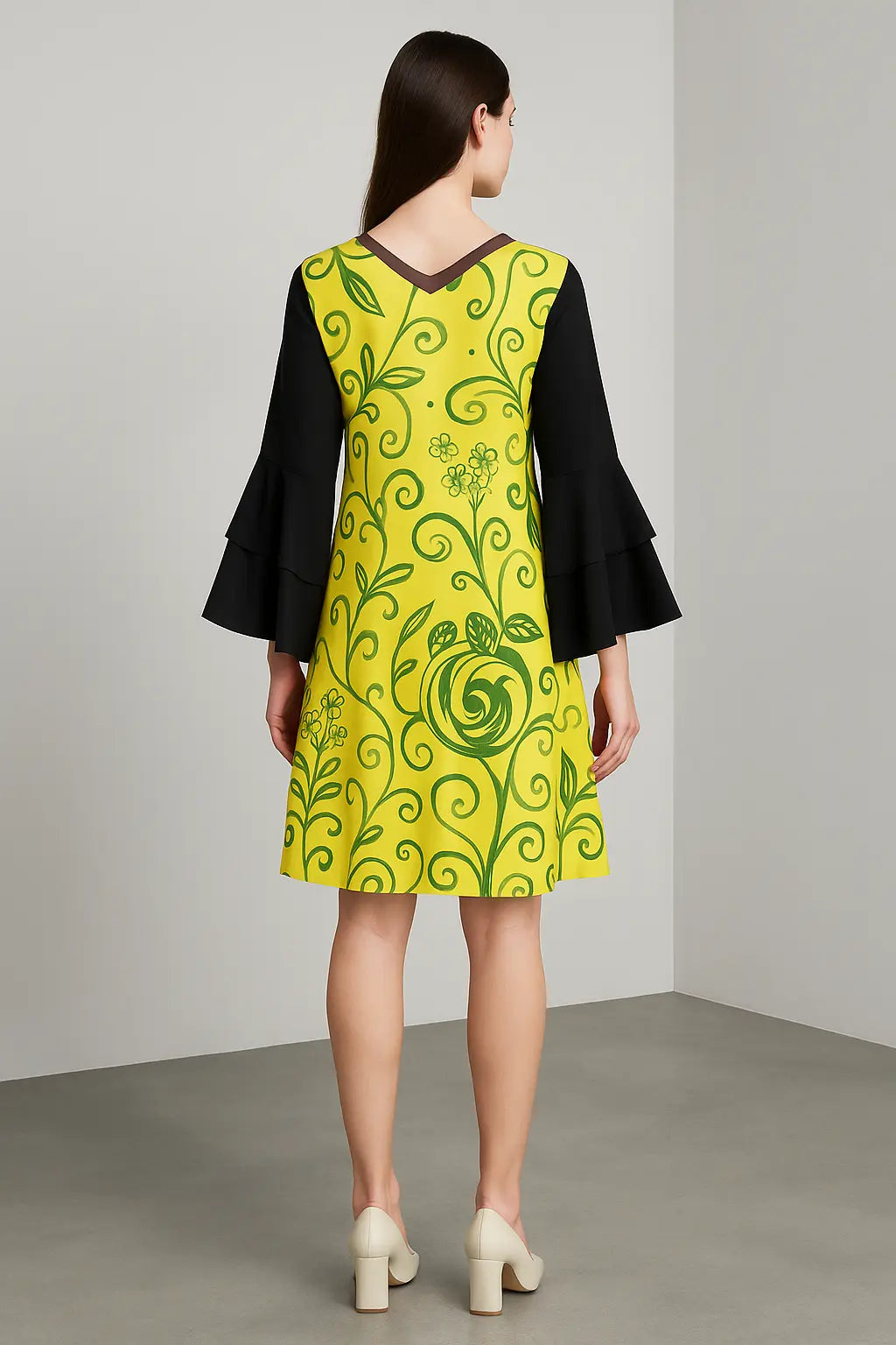 All-Over Print Women's Stacked Ruffle Sleeve Dress
