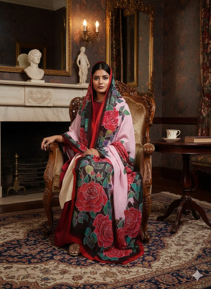 Hand-painted pure silk dupatta