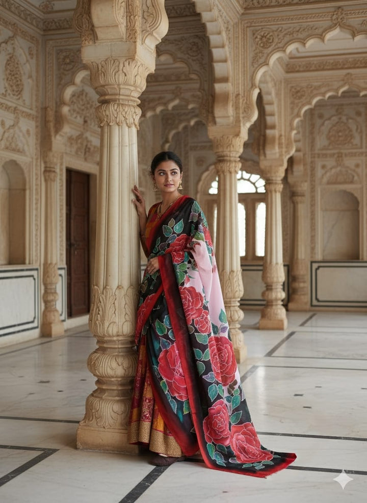 Hand-painted pure silk dupatta