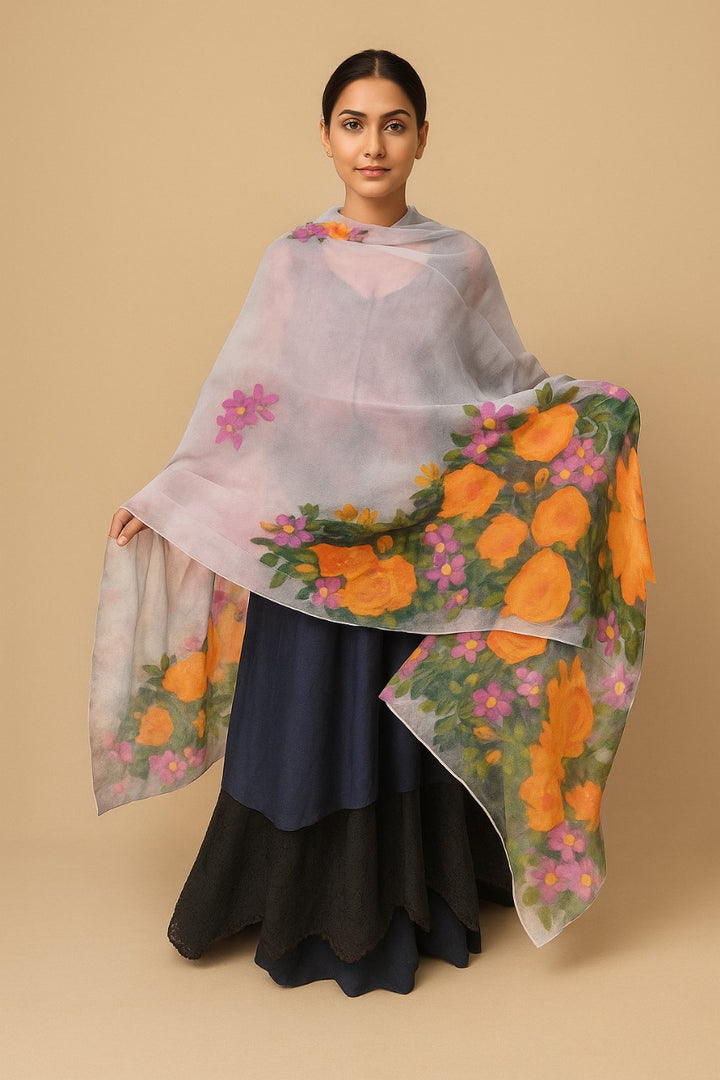 Pure viscose silk organza dupatta