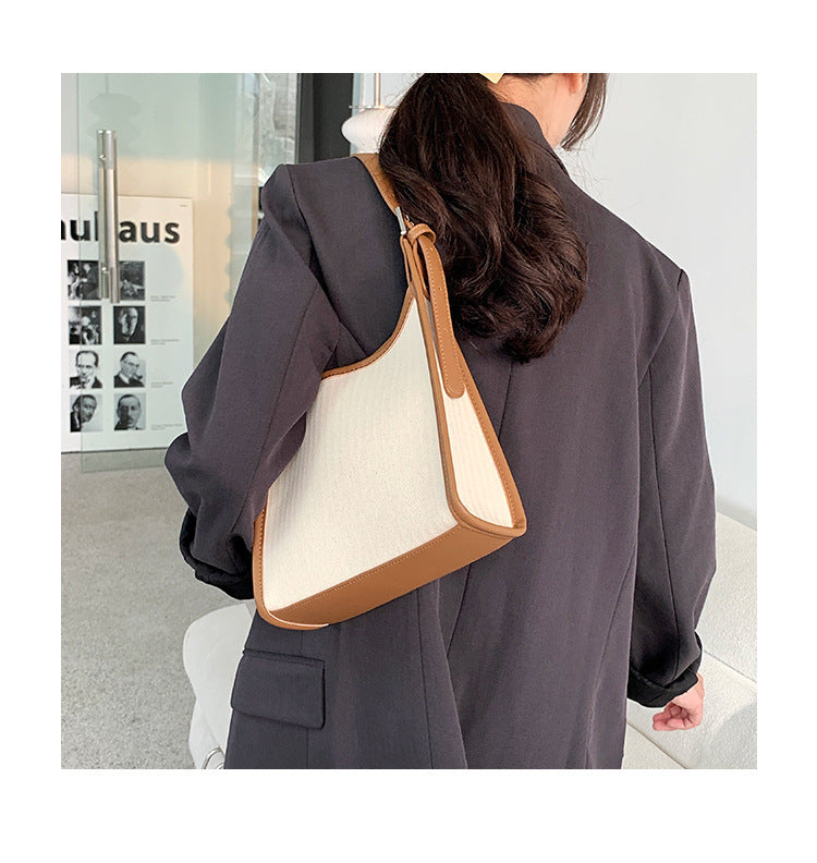 Female Summer New Stitching Shoulder Handbag Fashion All-match Niche High Sense Underarm Bag