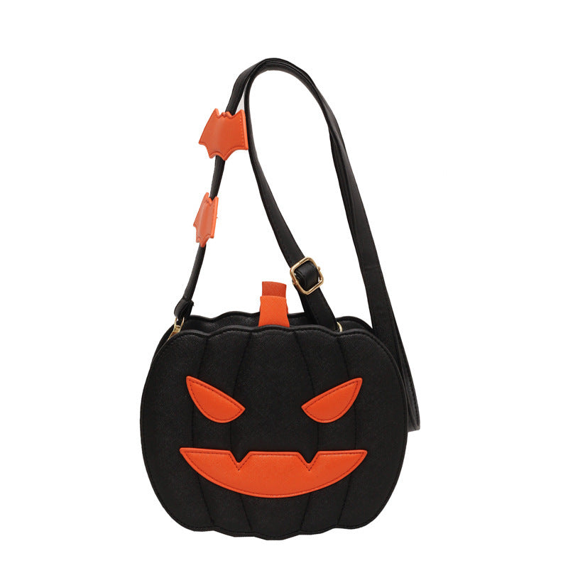 Halloween Bags Funny Pumpkin Cartoon Shoulder Crossbody Bag With Bat Personalized Creative Female Bag