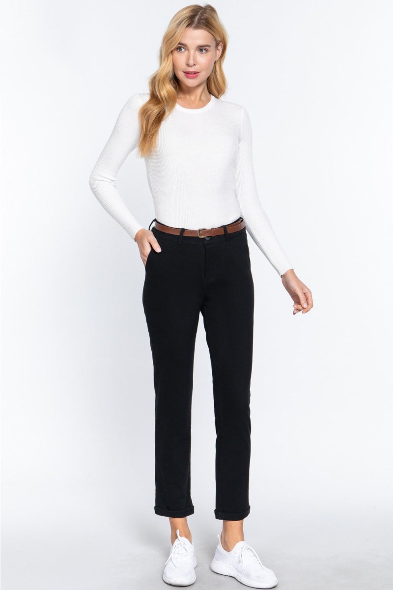 ACTIVE BASIC Cotton - Span Twill Straight Pants - Bottoms