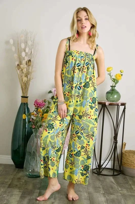 ADORA Elastic Detail Tropical Jumpsuit - Jumpsuit