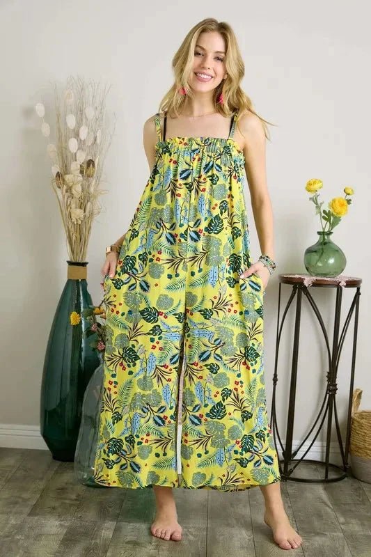 ADORA Elastic Detail Tropical Jumpsuit - Jumpsuit