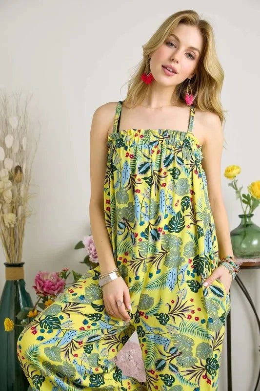 ADORA Elastic Detail Tropical Jumpsuit - Jumpsuit