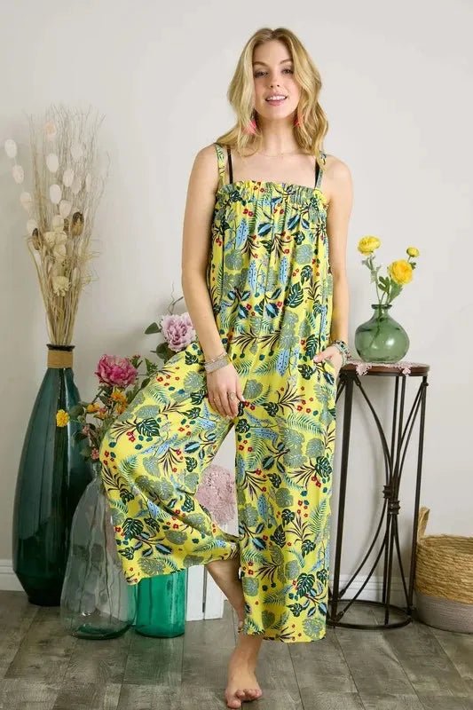 ADORA Elastic Detail Tropical Jumpsuit - Jumpsuit
