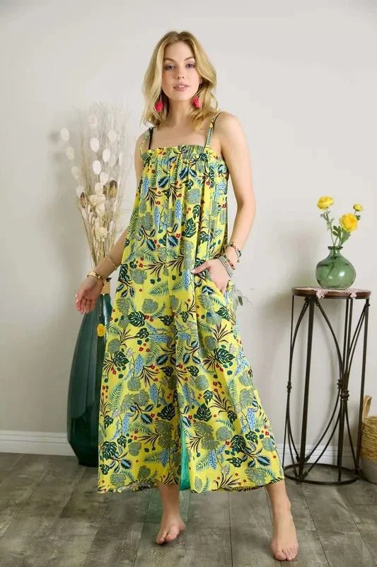 ADORA Elastic Detail Tropical Jumpsuit - Jumpsuit