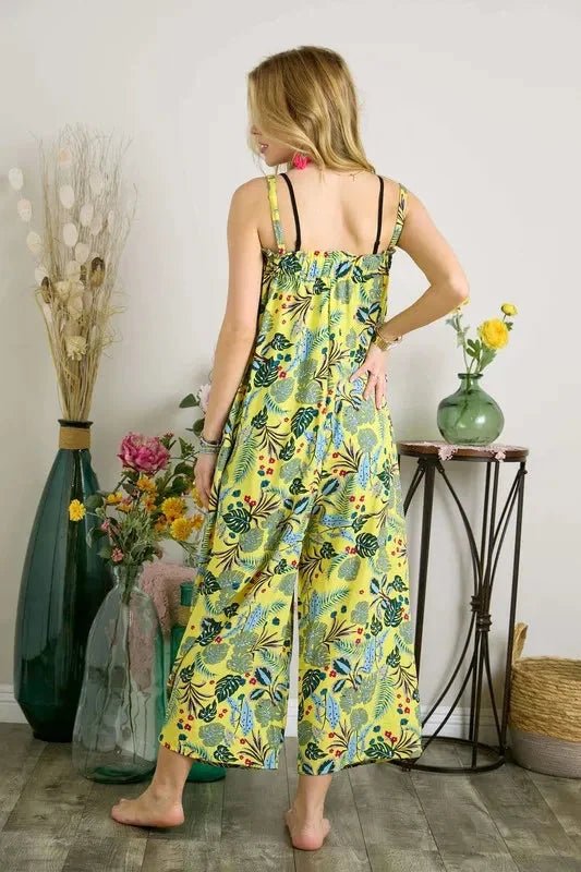 ADORA Elastic Detail Tropical Jumpsuit - Jumpsuit