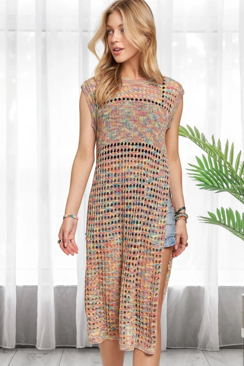 ADORA Multi Color Crochet Tunic Top - Tunic top