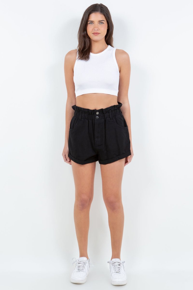 American Bazi High Waist Paper Bag Shorts - Bottoms