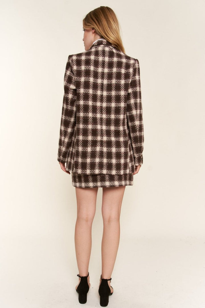 And The Why Full Size Plaid Brushed One Button Blazer - Blazer Suit