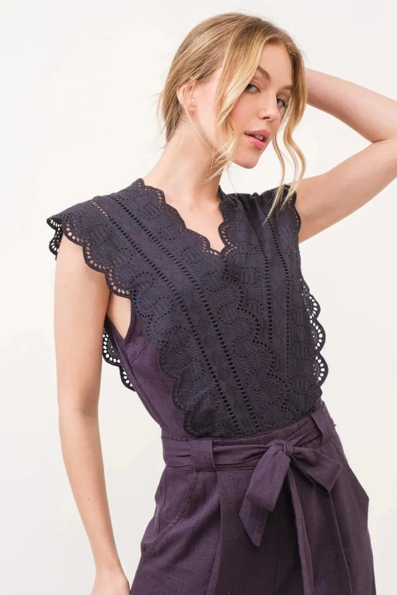 And The Why Laced Surplice Tie Waist Jumpsuit - Jumpsuit