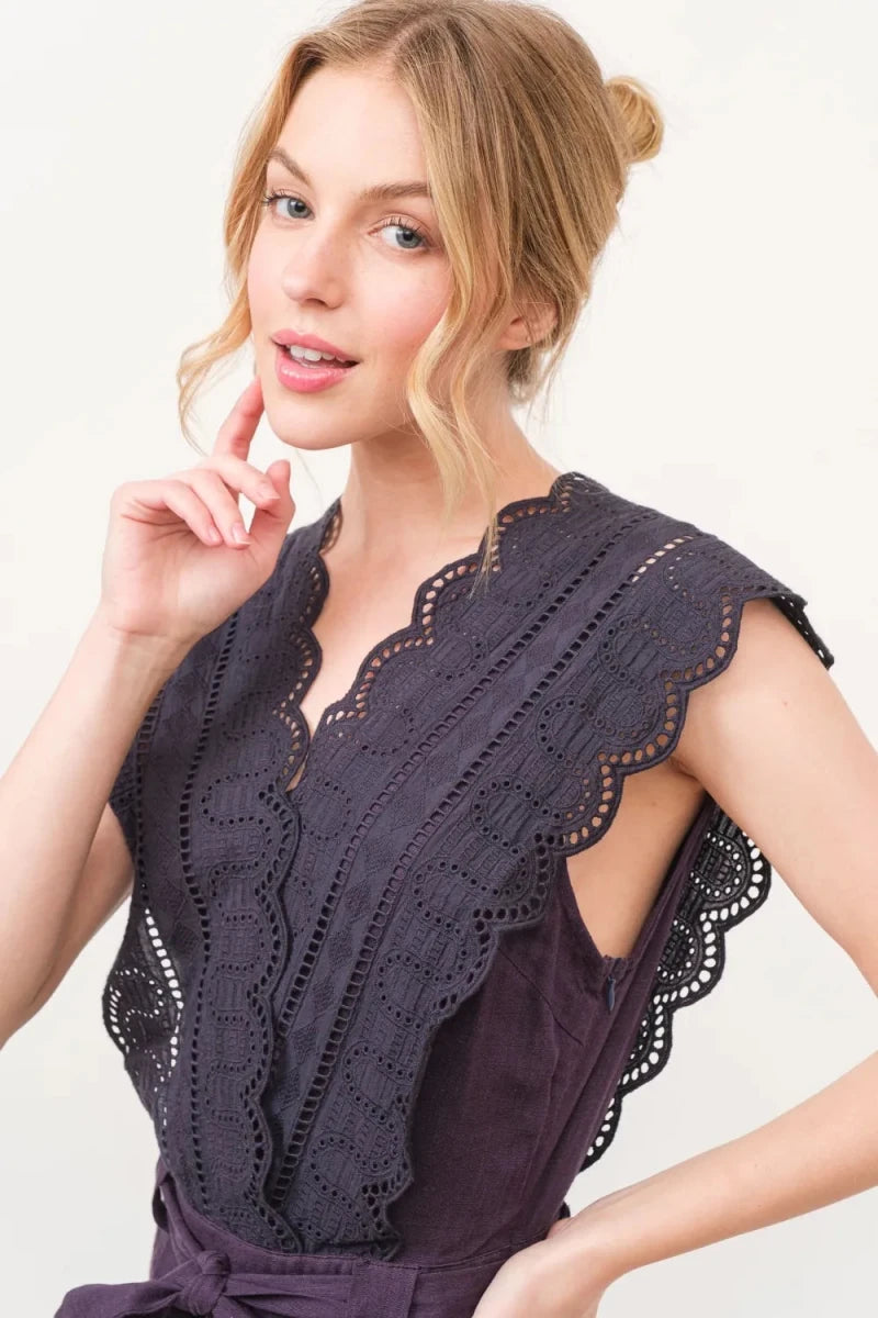 And The Why Laced Surplice Tie Waist Jumpsuit - Jumpsuit