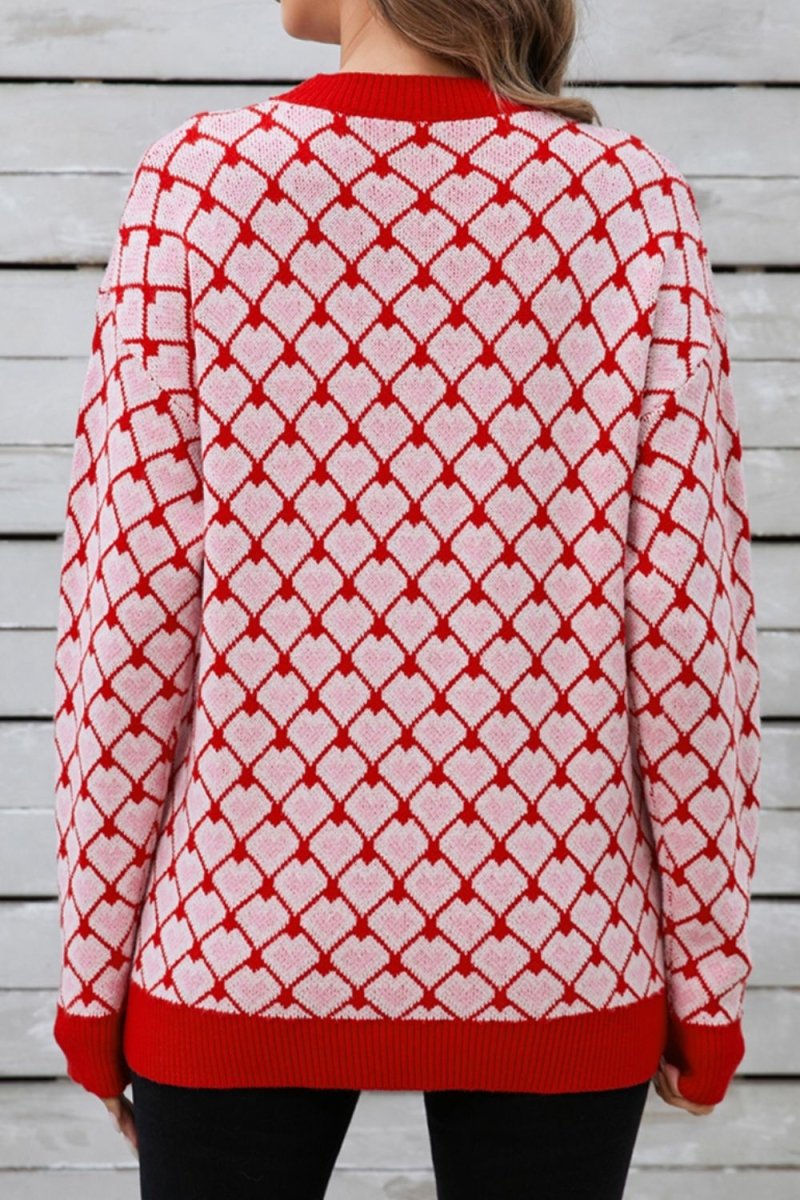 Angel Wings Contrast Round Neck Dropped Shoulder Sweater - Outerwear