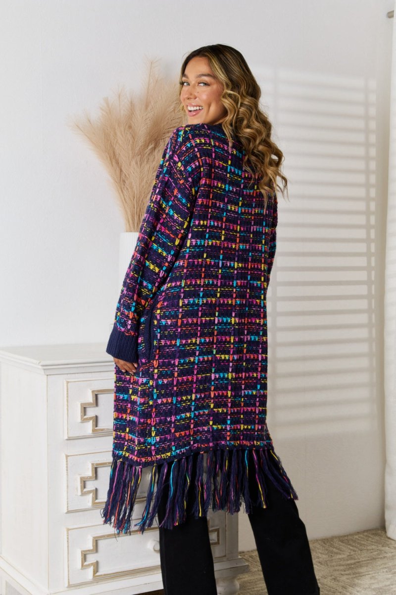 Angel Wings Fringe Hem Open Front Cardigan - Outerwear