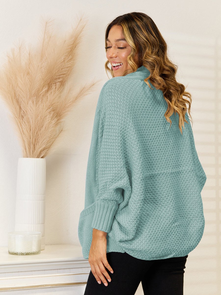 Angel Wings Open Front Cardigan with Pockets - Outerwear