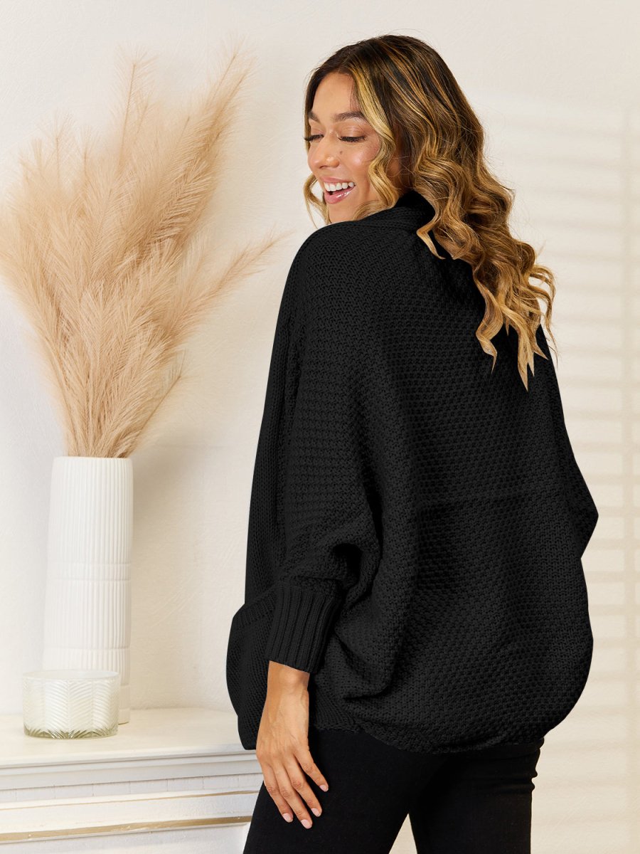 Angel Wings Open Front Cardigan with Pockets - Outerwear