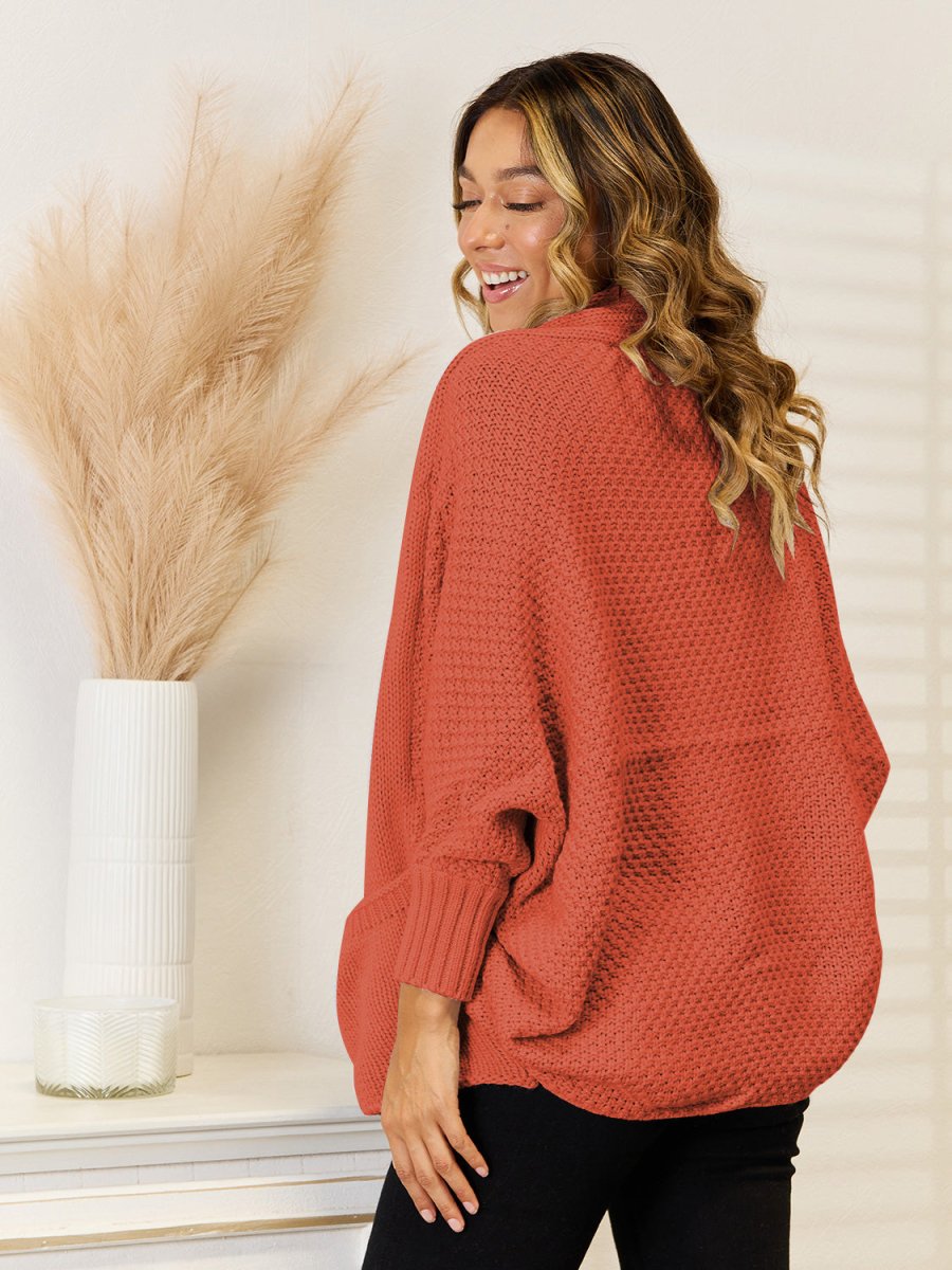 Angel Wings Open Front Cardigan with Pockets - Outerwear