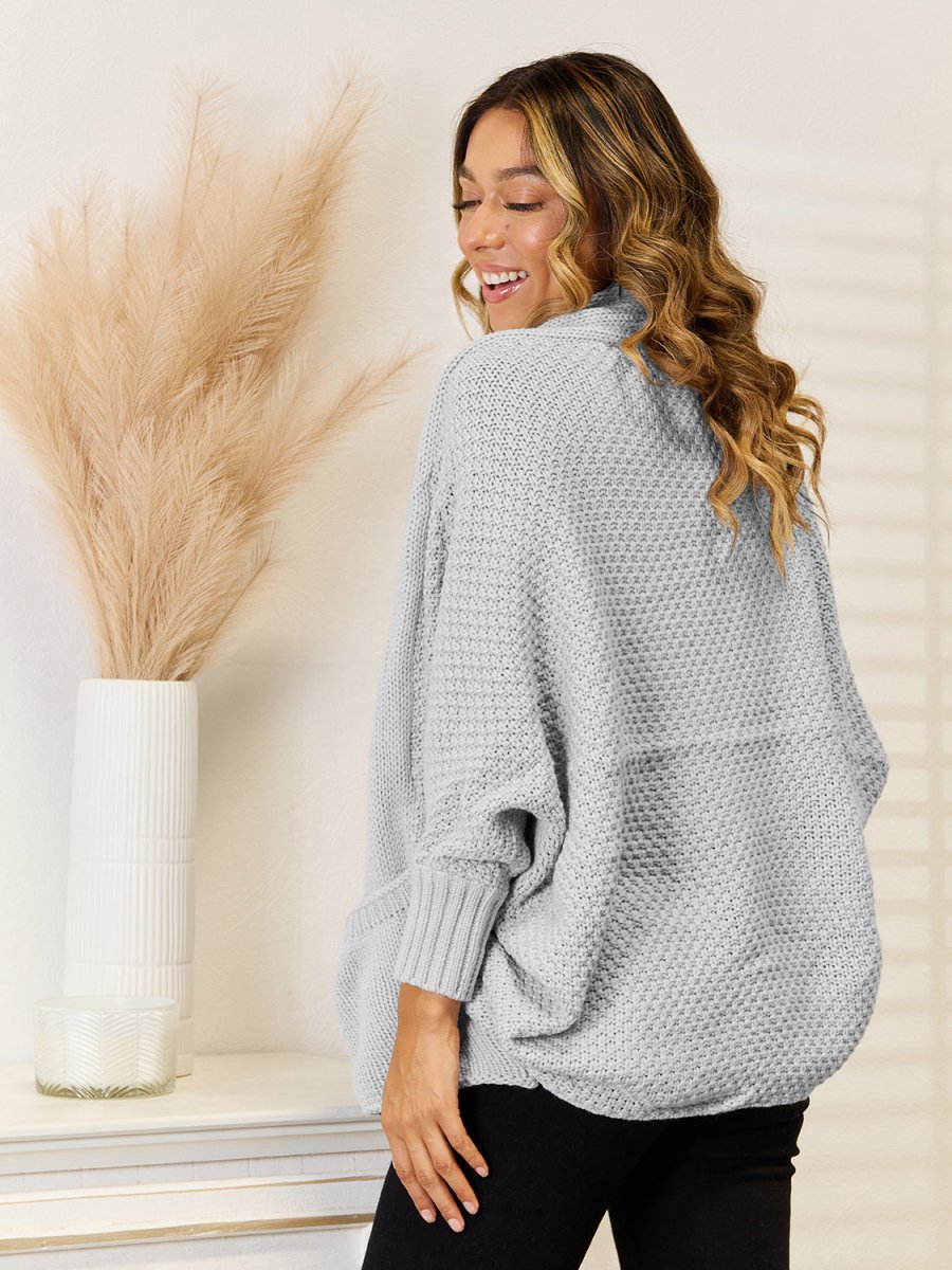 Angel Wings Open Front Cardigan with Pockets - Outerwear