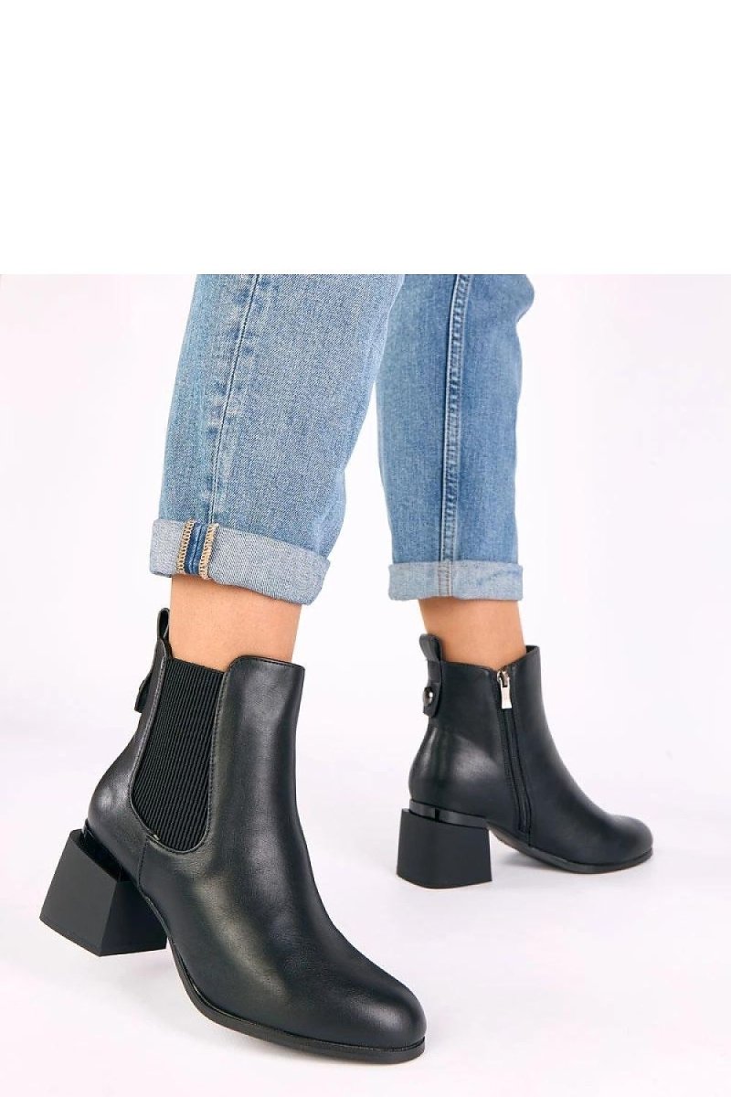 Ankle Boots with Elastic Insert & Zipper - 