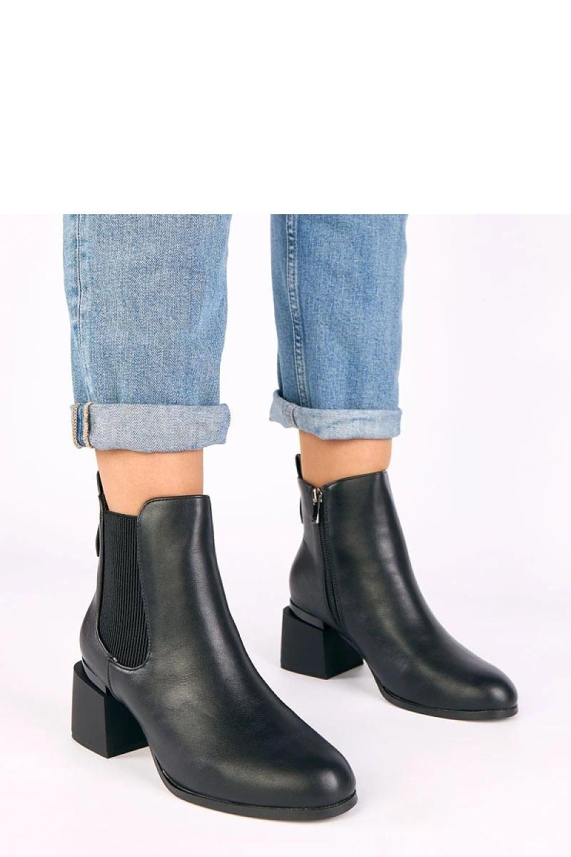 Ankle Boots with Elastic Insert & Zipper - 