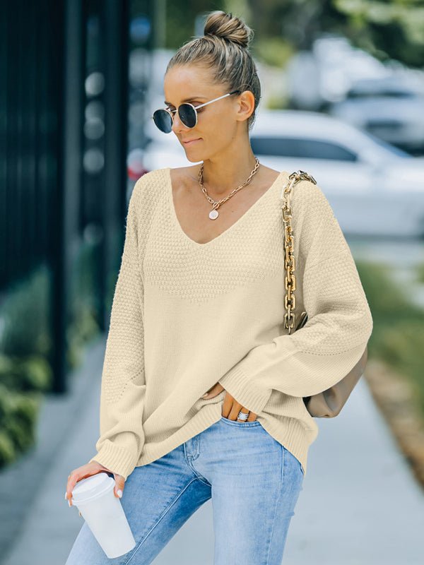 Autumn and winter European and American women's new V - neck long sleeved sweater women - Outerwear