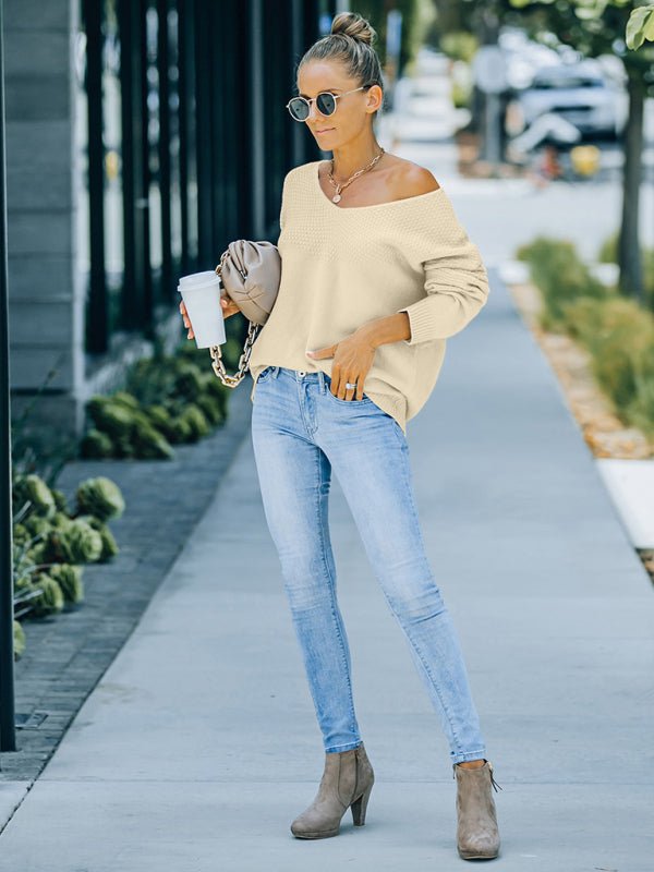 Autumn and winter European and American women's new V - neck long sleeved sweater women - Outerwear