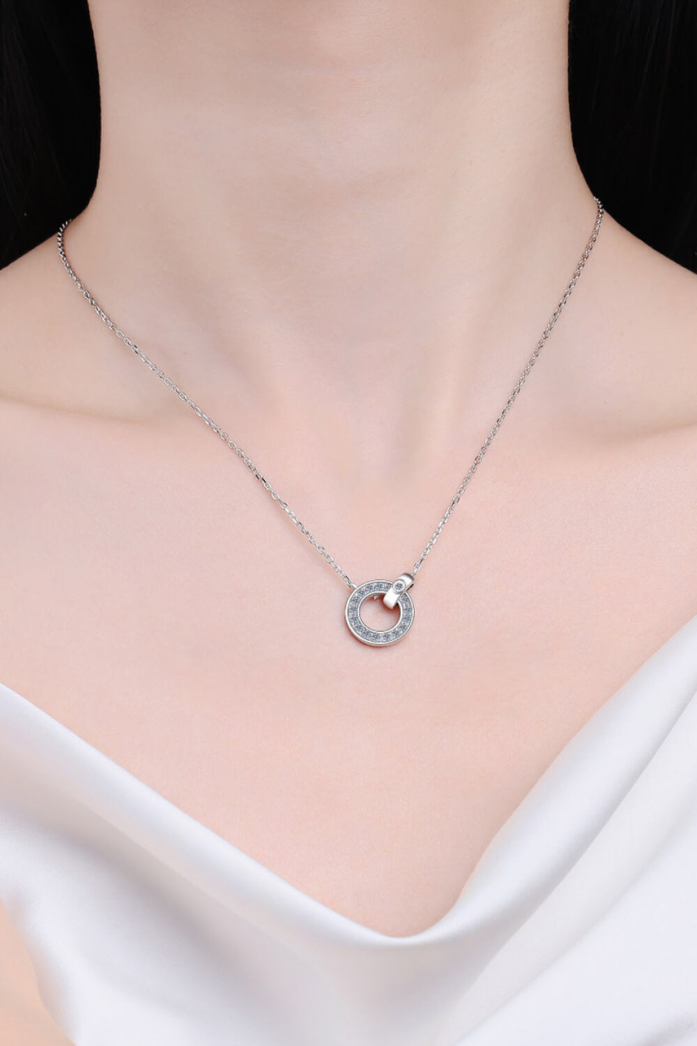 Moissanite Pendant Rhodium-Plated Necklace