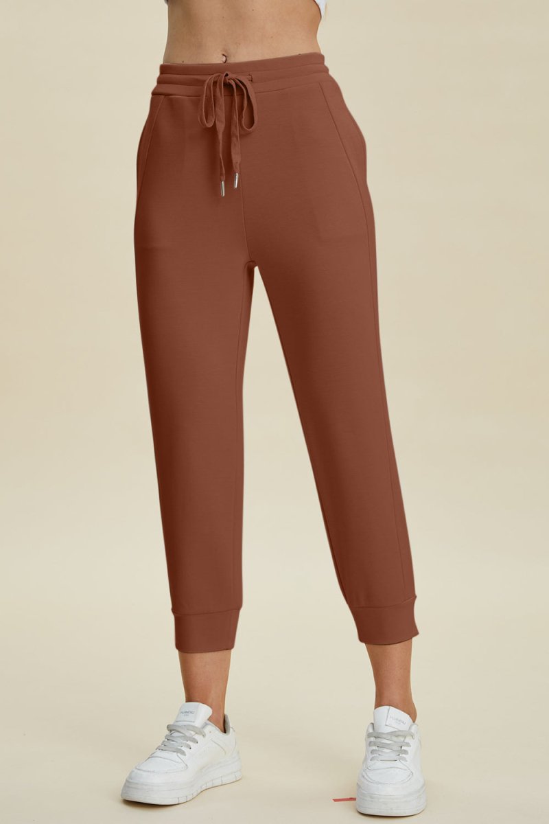 Basic Bae Full Size Air Scuba Drawstring High Waist Cropped Pants - Bottoms