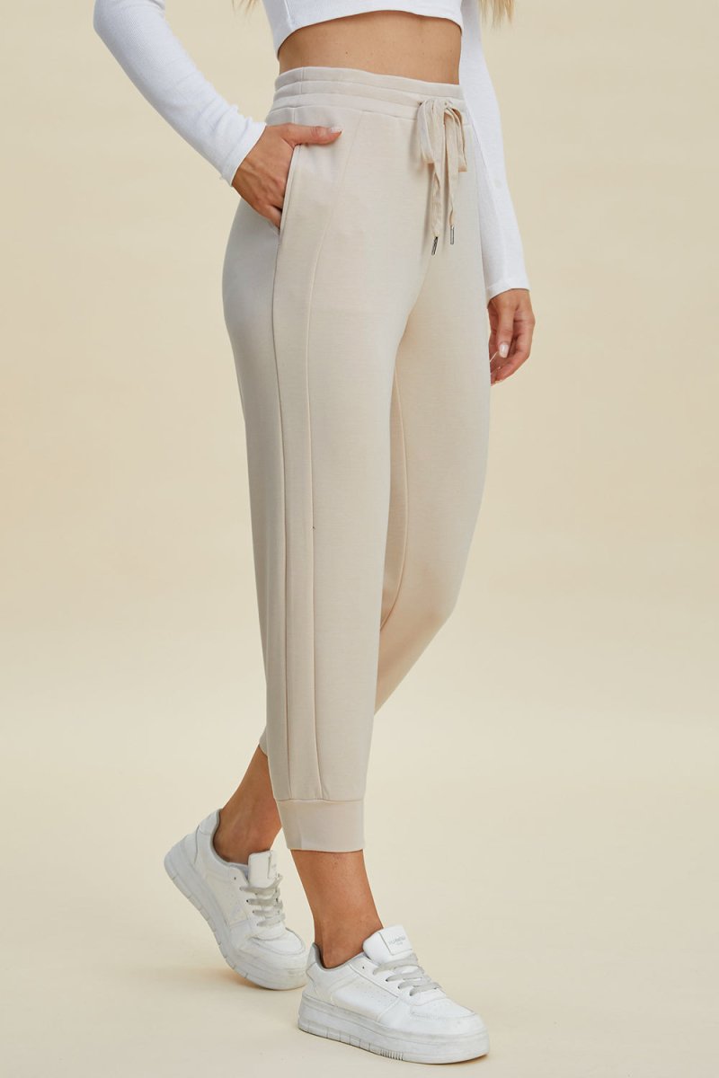 Basic Bae Full Size Air Scuba Drawstring High Waist Cropped Pants - Bottoms