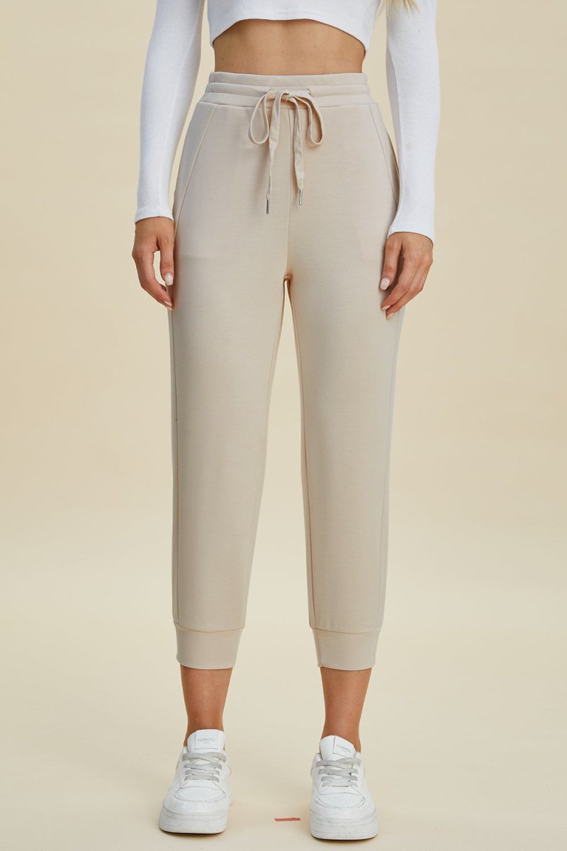 Basic Bae Full Size Air Scuba Drawstring High Waist Cropped Pants - Bottoms