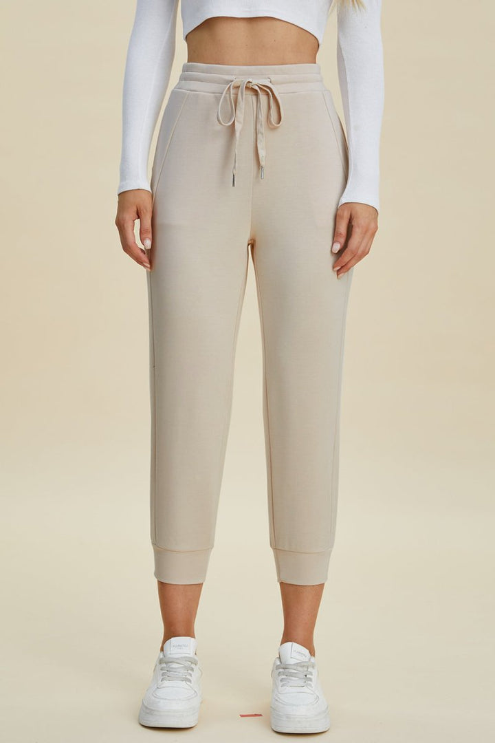 Basic Bae Full Size Air Scuba Drawstring High Waist Cropped Pants - Bottoms