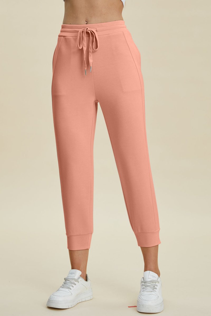 Basic Bae Full Size Air Scuba Drawstring High Waist Cropped Pants - Bottoms