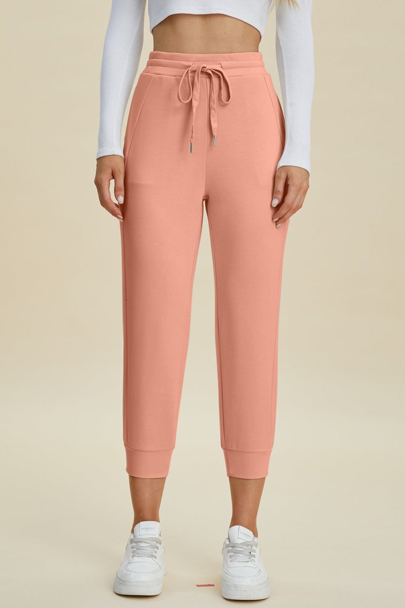 Basic Bae Full Size Air Scuba Drawstring High Waist Cropped Pants - Bottoms