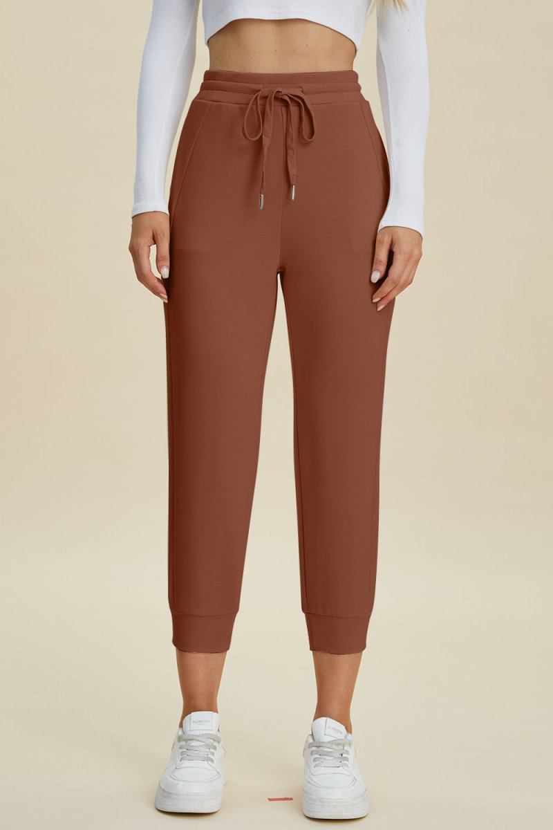 Basic Bae Full Size Air Scuba Drawstring High Waist Cropped Pants - Bottoms