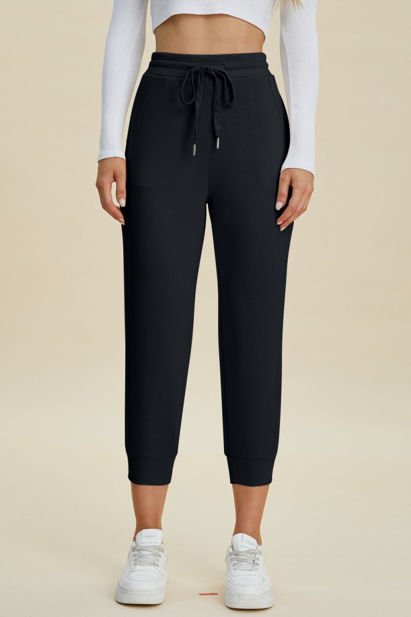 Basic Bae Full Size Air Scuba Drawstring High Waist Cropped Pants - Bottoms