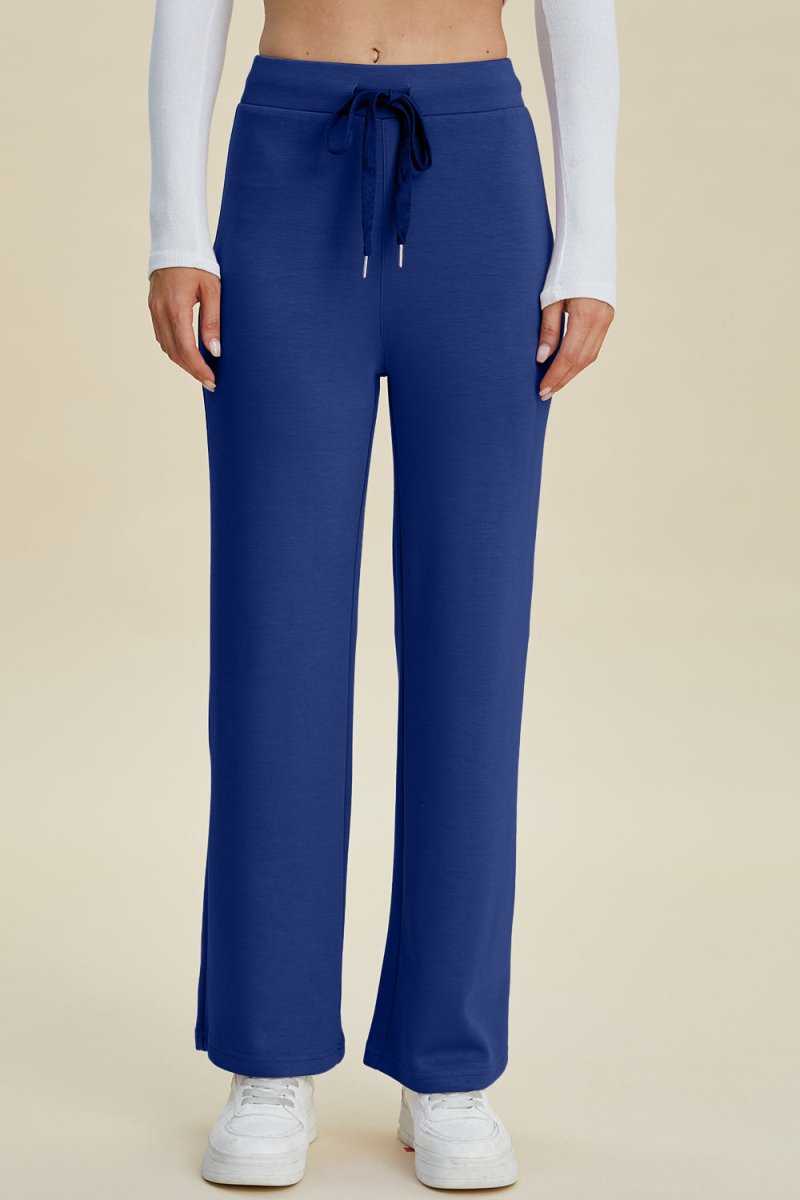 Basic Bae Full Size Air Scuba Drawstring Wide Leg Pants - Bottoms