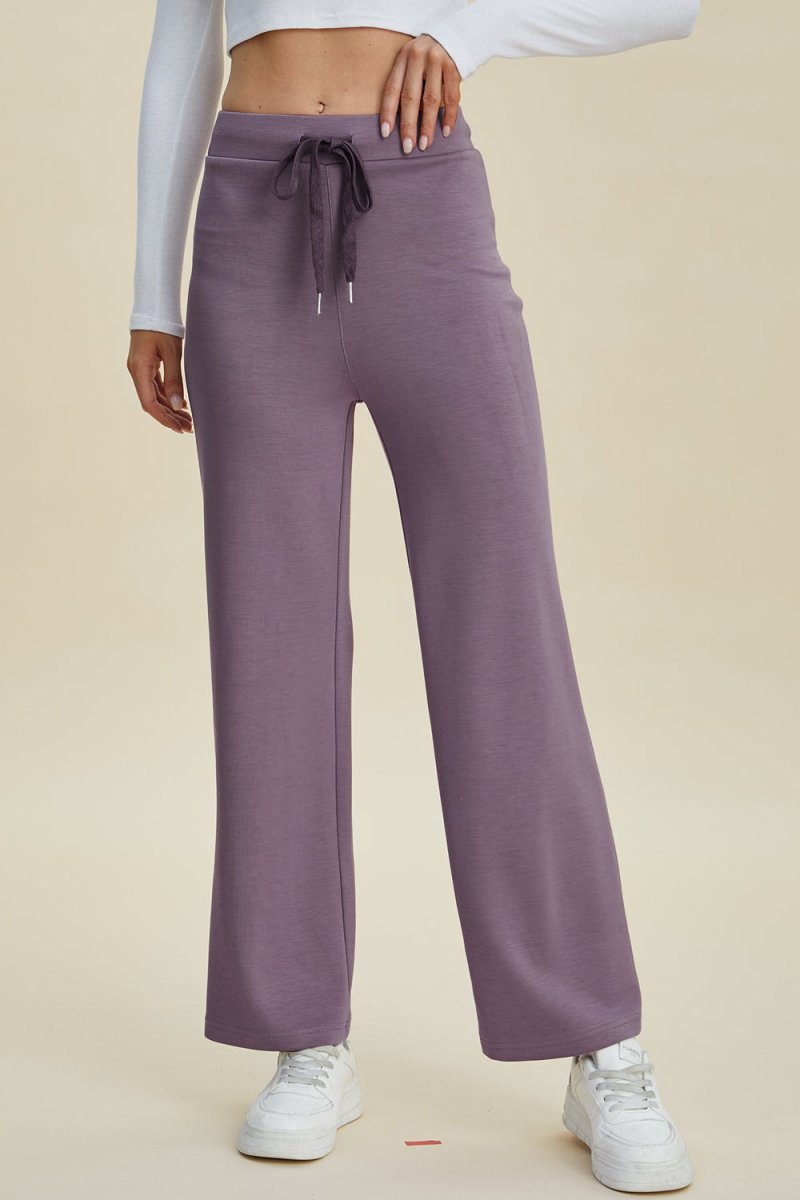 Basic Bae Full Size Air Scuba Drawstring Wide Leg Pants - Bottoms