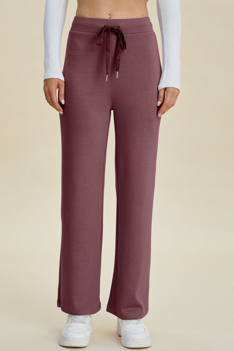 Basic Bae Full Size Air Scuba Drawstring Wide Leg Pants - Bottoms