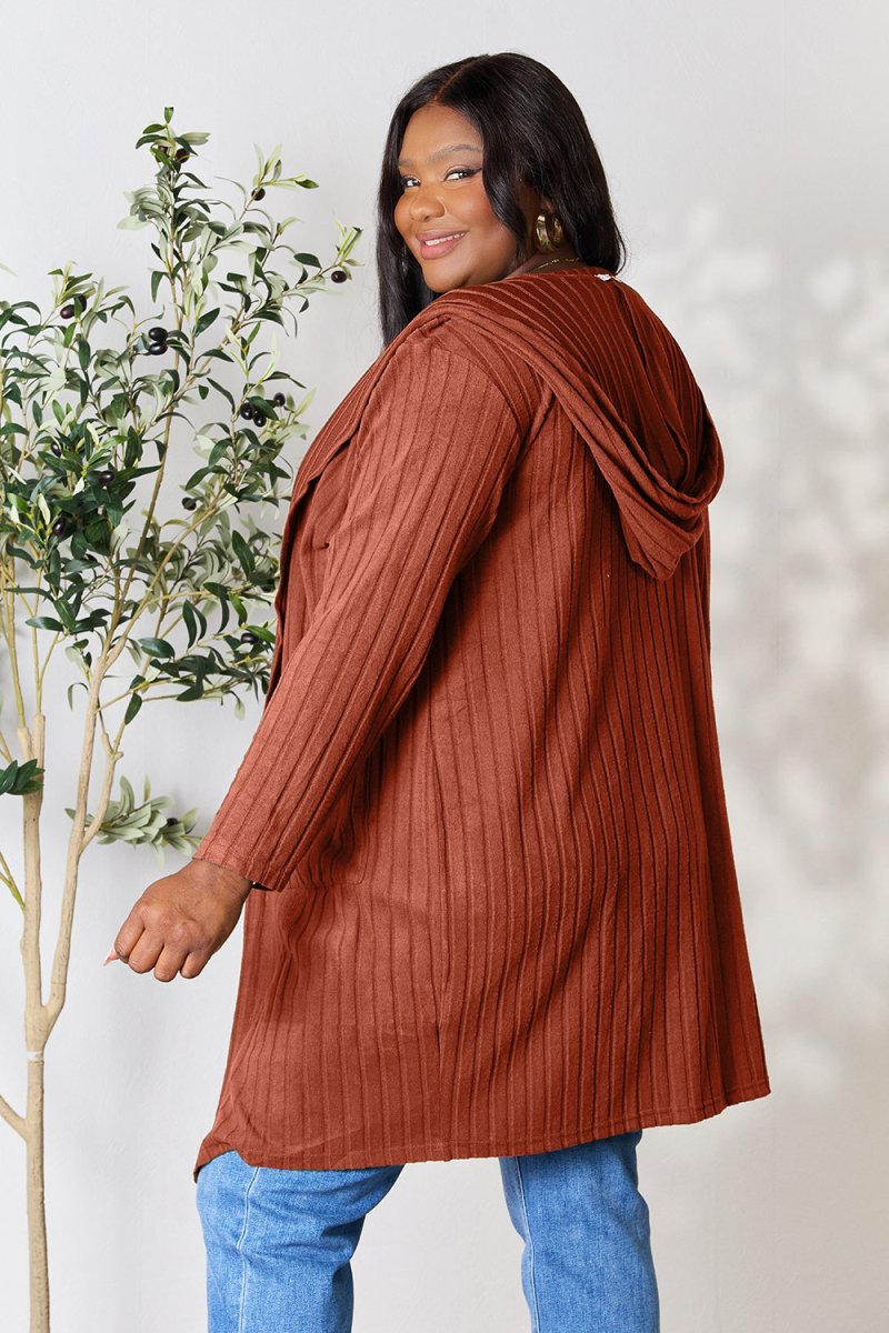 Basic Bae Full Size Hooded Sweater Cardigan - Outerwear