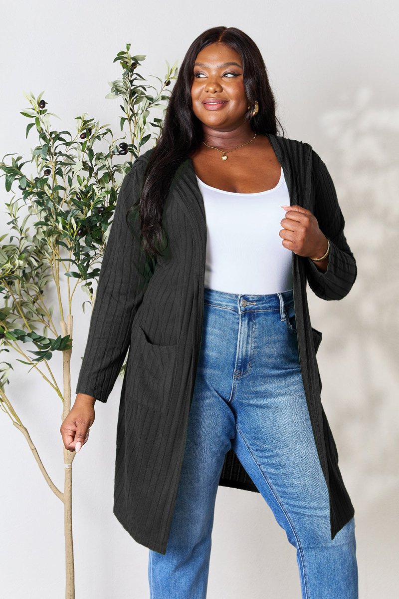 Basic Bae Full Size Hooded Sweater Cardigan - Outerwear