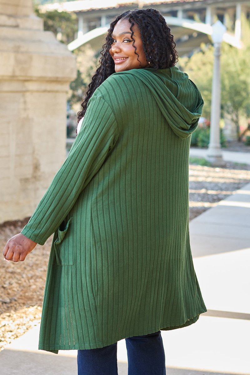 Basic Bae Full Size Hooded Sweater Cardigan - Outerwear